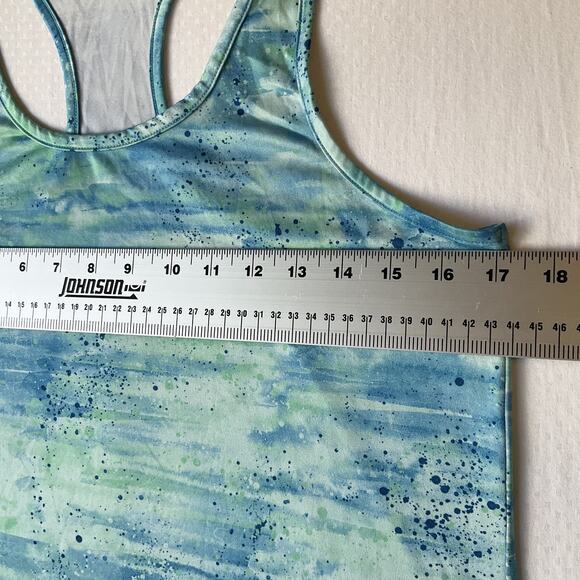 Reebok Women Tank Top M Blue Geometric Activewear Scoop Neck Pullover Light - Picture 5 of 7